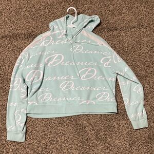 light blue hoodie